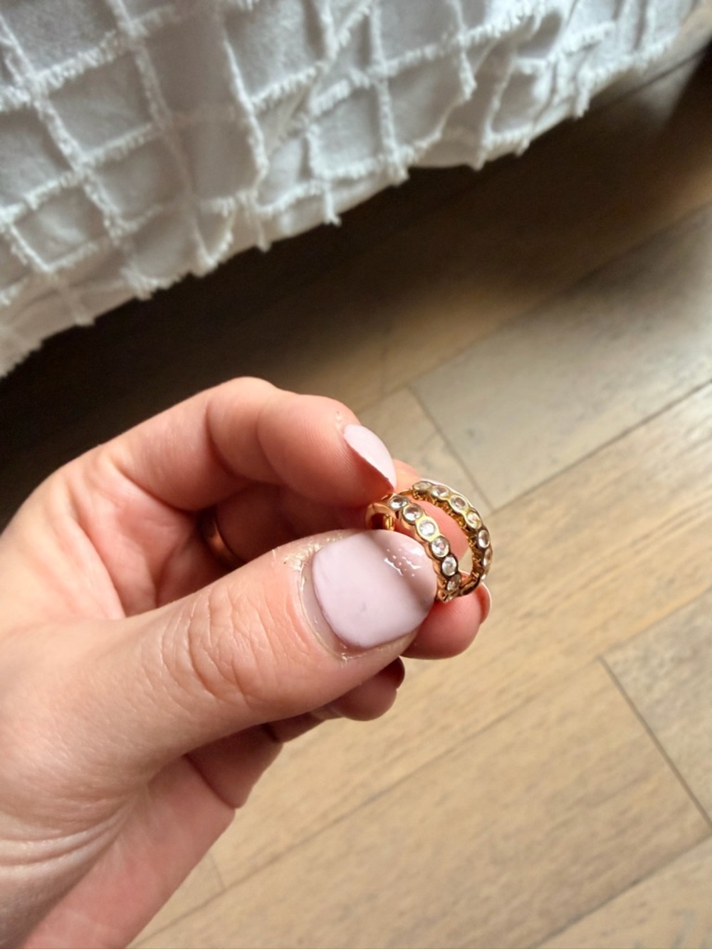 Quince Gold Vermeil White Sapphire Bezel Hoops - Picture 4 of 8